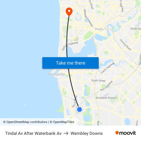 Tindal Av After Waterbank Av to Wembley Downs map