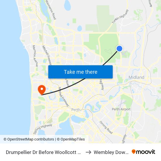 Drumpellier Dr Before Woollcott Ave to Wembley Downs map