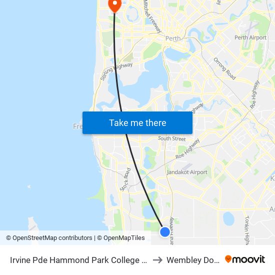 Irvine Pde Hammond Park College Stand 1 to Wembley Downs map