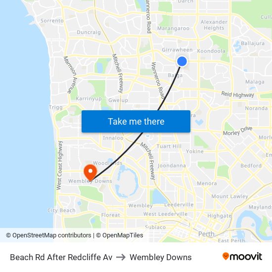 Beach Rd After Redcliffe Av to Wembley Downs map