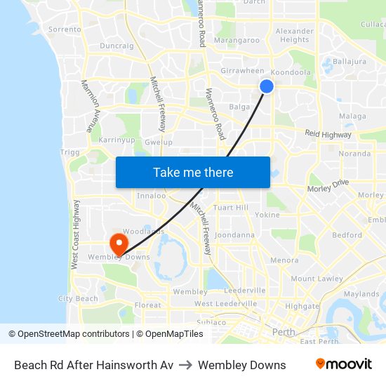 Beach Rd After Hainsworth Av to Wembley Downs map