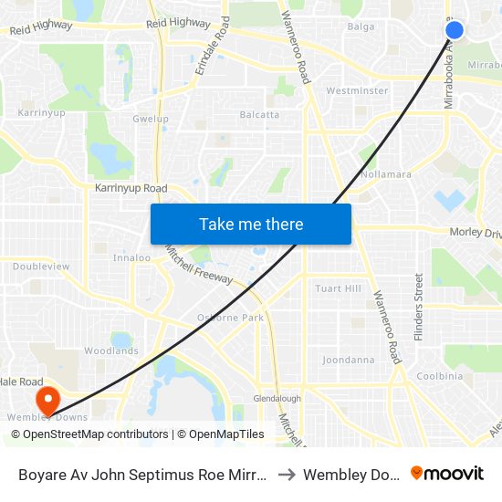 Boyare Av John Septimus Roe Mirrabooka to Wembley Downs map