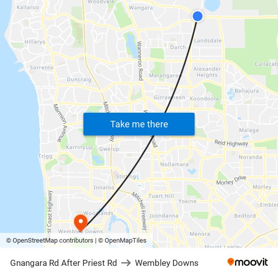 Gnangara Rd After Priest Rd to Wembley Downs map