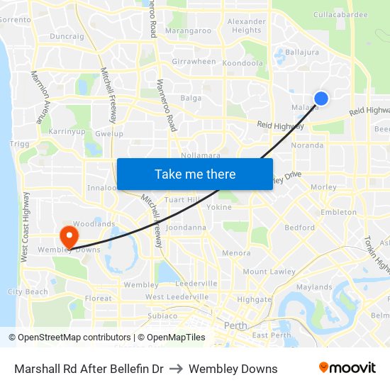 Marshall Rd After Bellefin Dr to Wembley Downs map