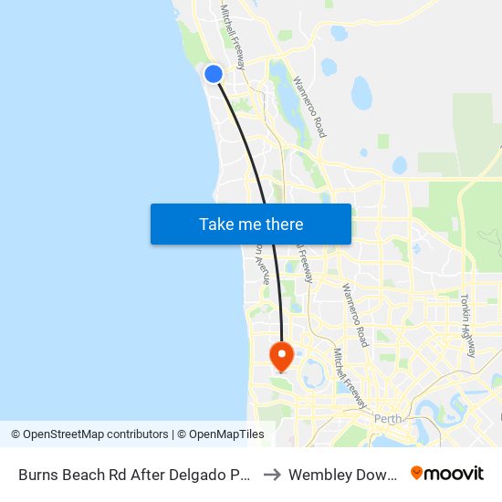 Burns Beach Rd After Delgado Pde to Wembley Downs map