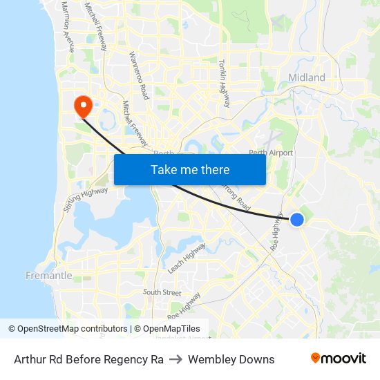 Arthur Rd Before Regency Ra to Wembley Downs map