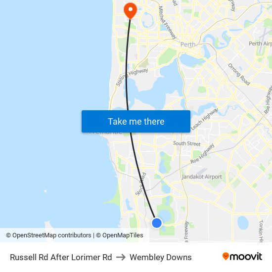 Russell Rd After Lorimer Rd to Wembley Downs map