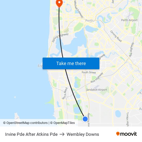 Irvine Pde After Atkins Pde to Wembley Downs map