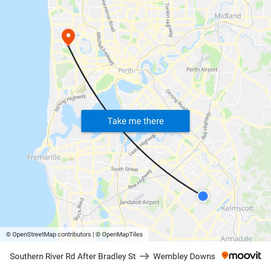 Southern River Rd After Bradley St to Wembley Downs map