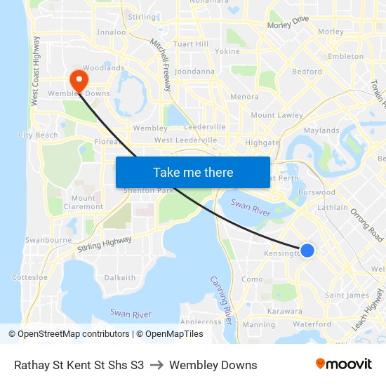 Rathay St Kent St Shs S3 to Wembley Downs map