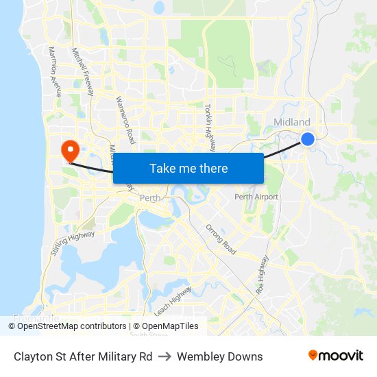 Clayton St After Military Rd to Wembley Downs map