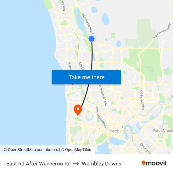 East Rd After Wanneroo Rd to Wembley Downs map