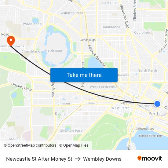 Newcastle St After Money St to Wembley Downs map