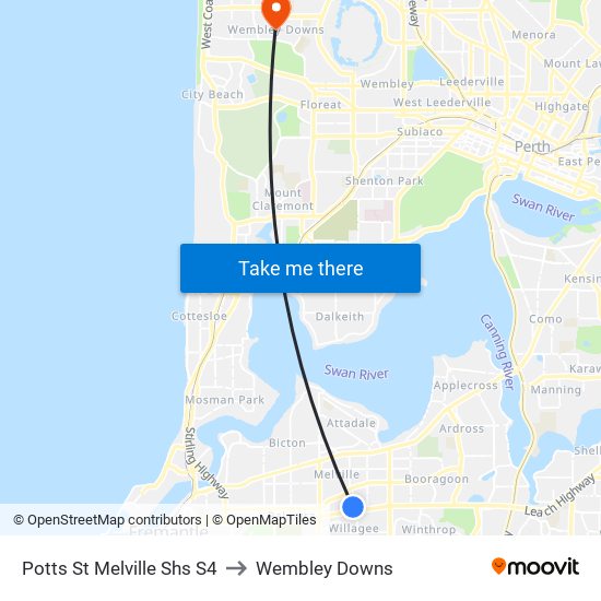 Potts St Melville Shs S4 to Wembley Downs map