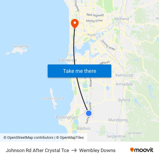 Johnson Rd After Crystal Tce to Wembley Downs map