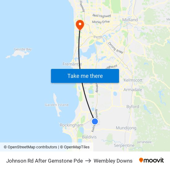 Johnson Rd After Gemstone Pde to Wembley Downs map