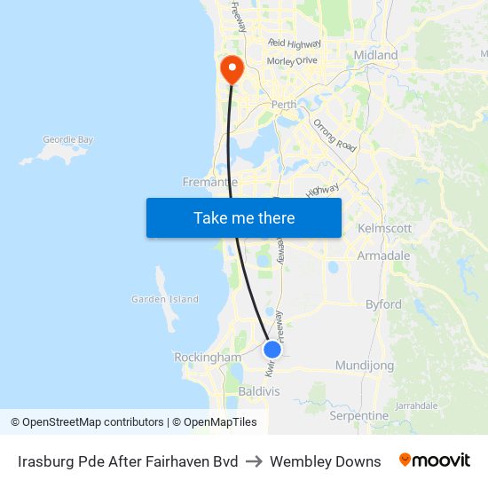 Irasburg Pde After Fairhaven Bvd to Wembley Downs map