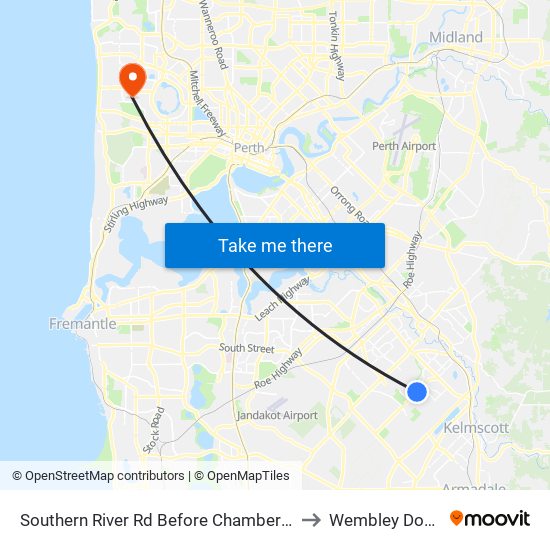 Southern River Rd Before Chamberlain St to Wembley Downs map