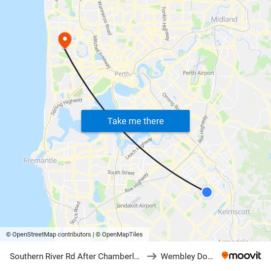 Southern River Rd After Chamberlain St to Wembley Downs map