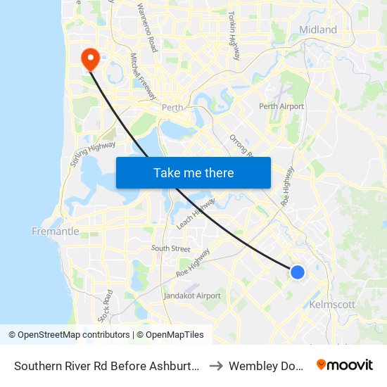 Southern River Rd Before Ashburton Dr to Wembley Downs map