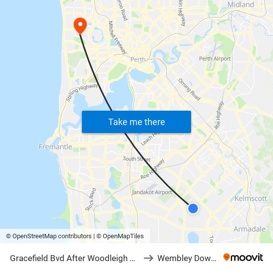 Gracefield Bvd After Woodleigh Wy to Wembley Downs map