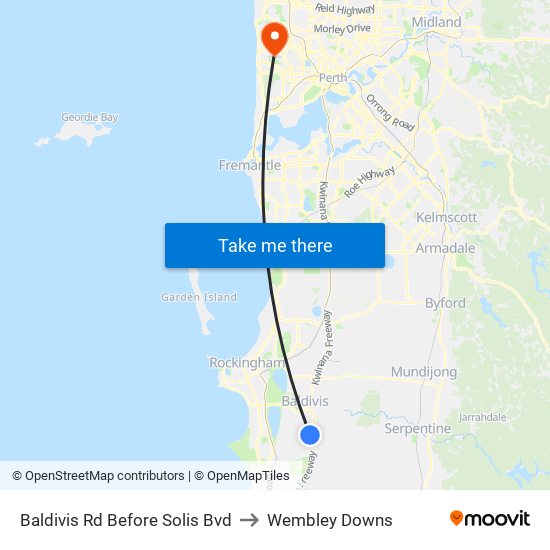 Baldivis Rd Before Solis Bvd to Wembley Downs map