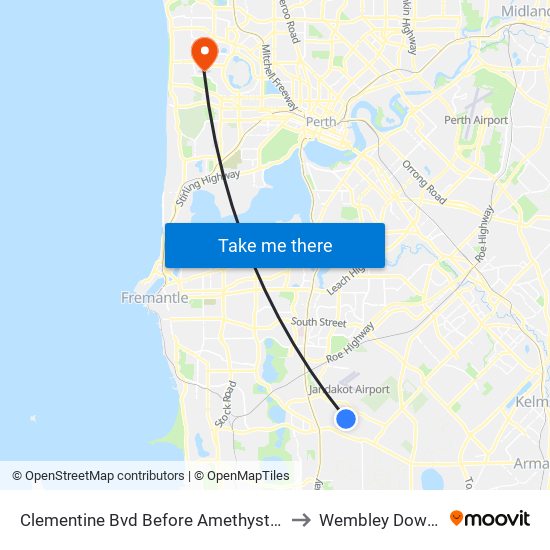 Clementine Bvd Before Amethyst St to Wembley Downs map