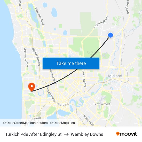 Turkich Pde After Edingley St to Wembley Downs map