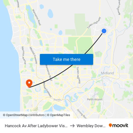 Hancock Av After Ladybower Vista to Wembley Downs map