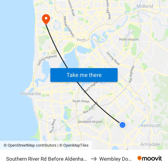 Southern River Rd Before Aldenham Dr to Wembley Downs map