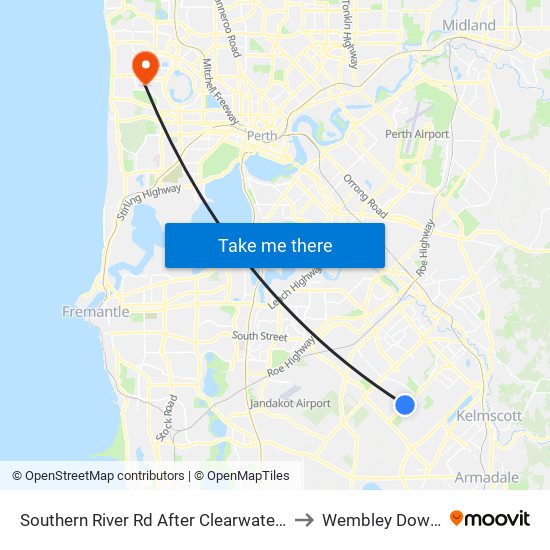 Southern River Rd After Clearwater Dr to Wembley Downs map
