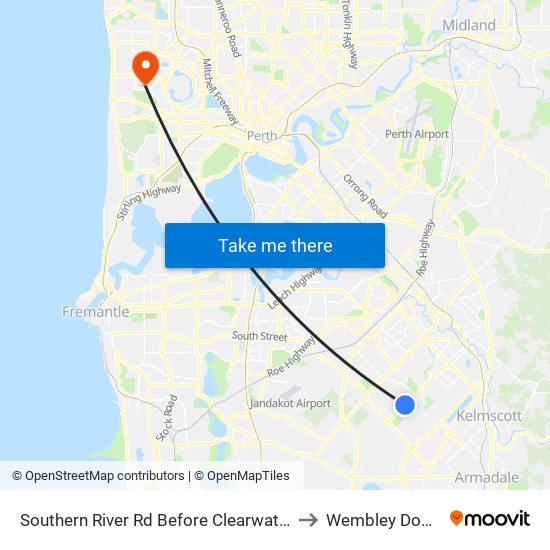 Southern River Rd Before Clearwater Dr to Wembley Downs map