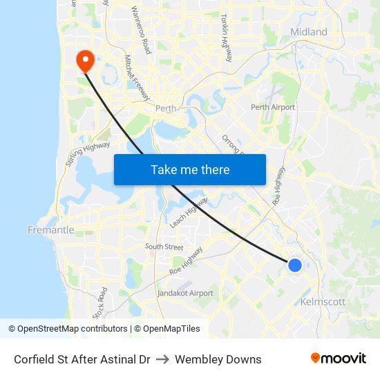 Corfield St After Astinal Dr to Wembley Downs map