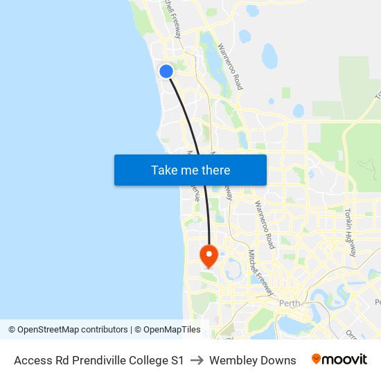 Access Rd Prendiville College S1 to Wembley Downs map