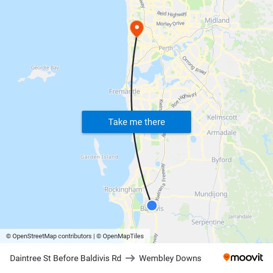 Daintree St Before Baldivis Rd to Wembley Downs map