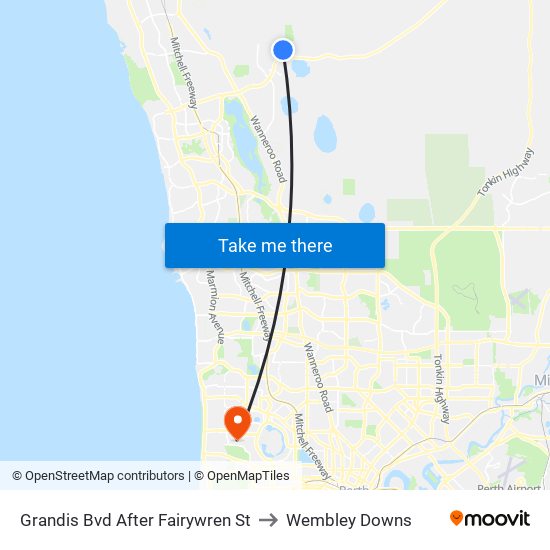 Grandis Bvd After Fairywren St to Wembley Downs map