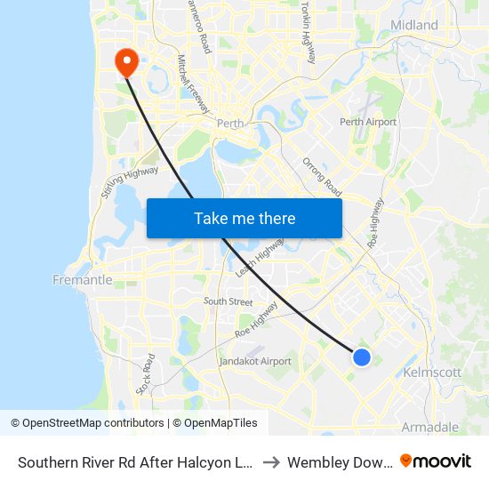 Southern River Rd After Halcyon Loop to Wembley Downs map