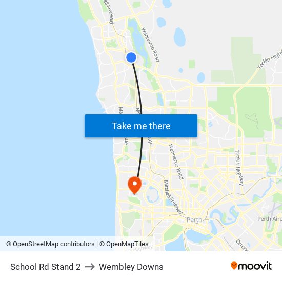 School Rd Stand 2 to Wembley Downs map