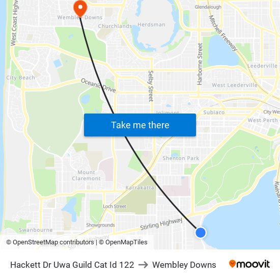 Hackett Dr Uwa Guild Cat Id 122 to Wembley Downs map