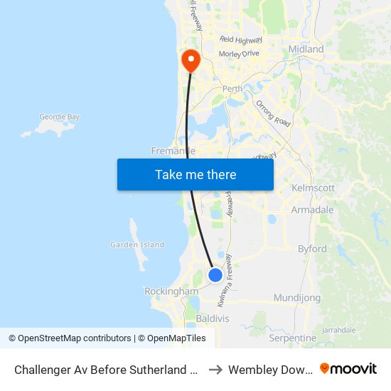 Challenger Av Before Sutherland Pde to Wembley Downs map