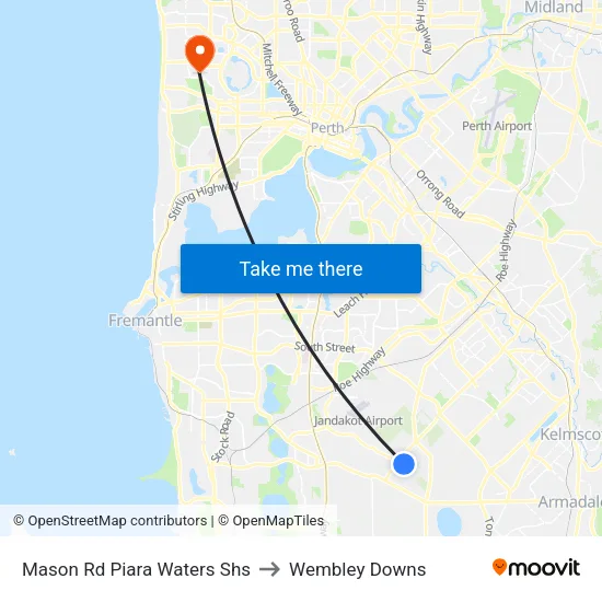 Mason Rd Piara Waters Shs to Wembley Downs map