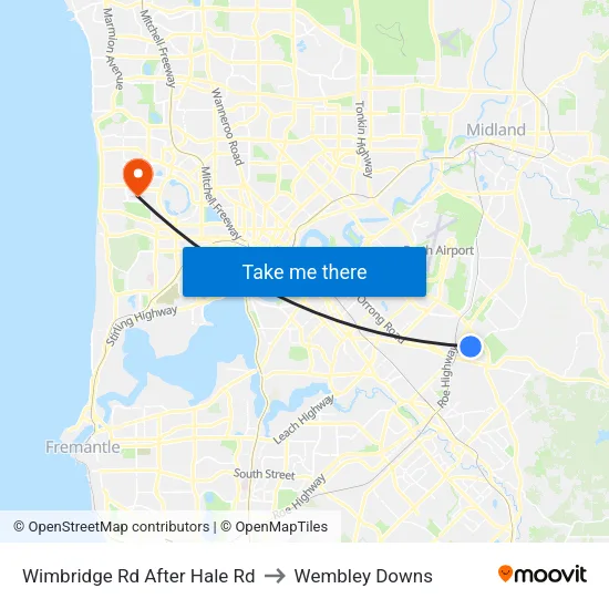 Wimbridge Rd After Hale Rd to Wembley Downs map