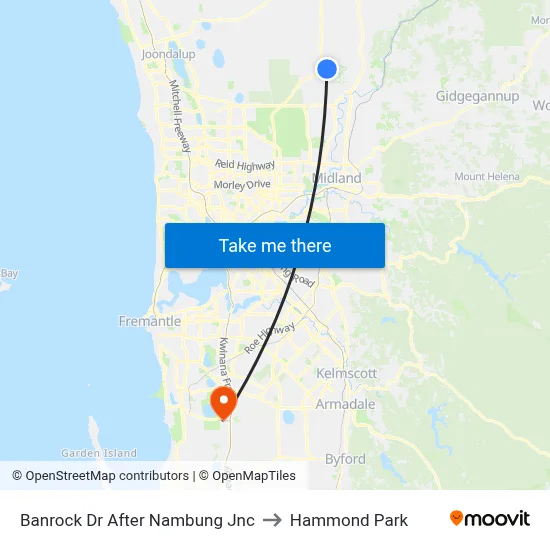 Banrock Dr After Nambung Jnc to Hammond Park map