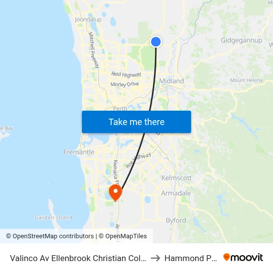 Valinco Av Ellenbrook Christian College to Hammond Park map