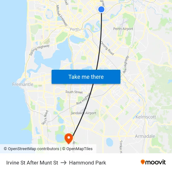 Irvine St After Munt St to Hammond Park map