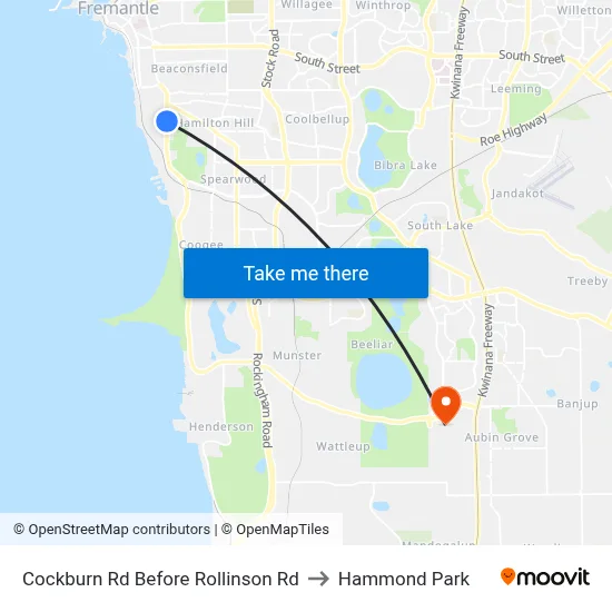 Cockburn Rd Before Rollinson Rd to Hammond Park map
