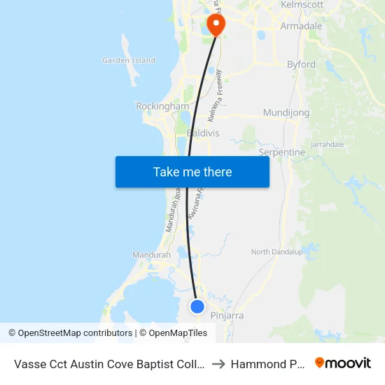 Vasse Cct Austin Cove Baptist College to Hammond Park map