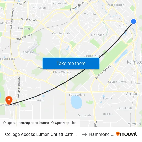 College Access Lumen Christi Cath Col Stand 4 to Hammond Park map