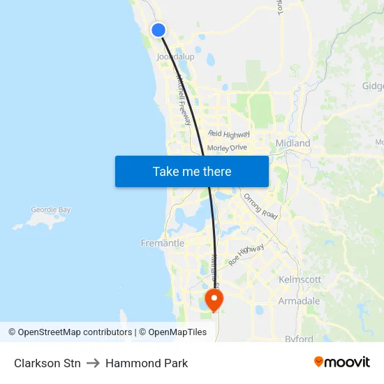 Clarkson Stn to Hammond Park map