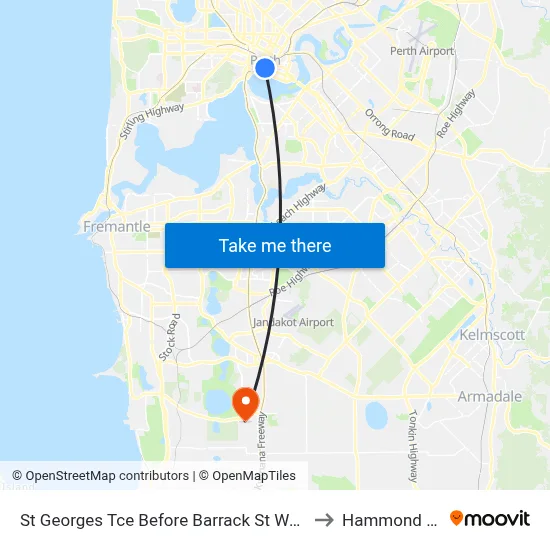 St Georges Tce Before Barrack St Westbound to Hammond Park map